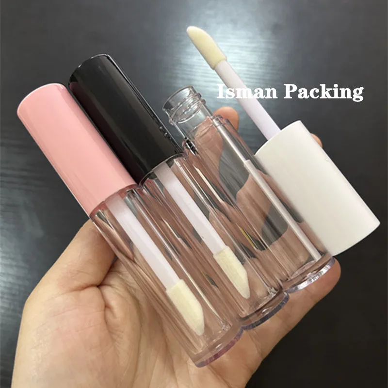 50Pcs Big Brush Applicator Lip Gloss Packaging Wand Empty Lip gloss Tube With Stopper Pink White Black Top Lipgloss Tubes 6ml