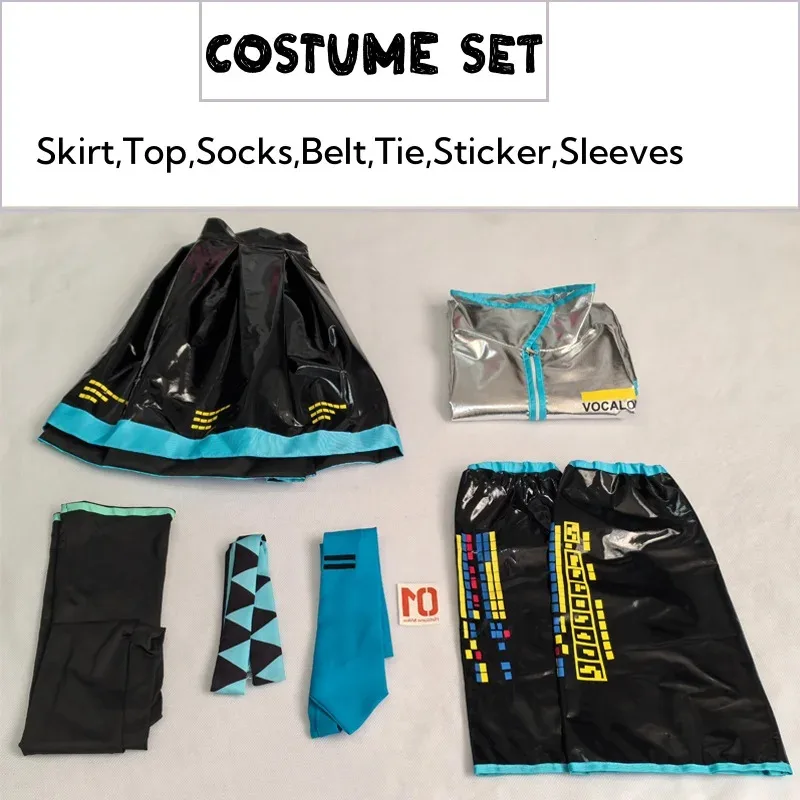 

25COSMiku, полный комплект для косплея, серебряный кожаный тканевый костюм Miku, головной убор для косплея, костюм JK, платье моряка, школьная форма H