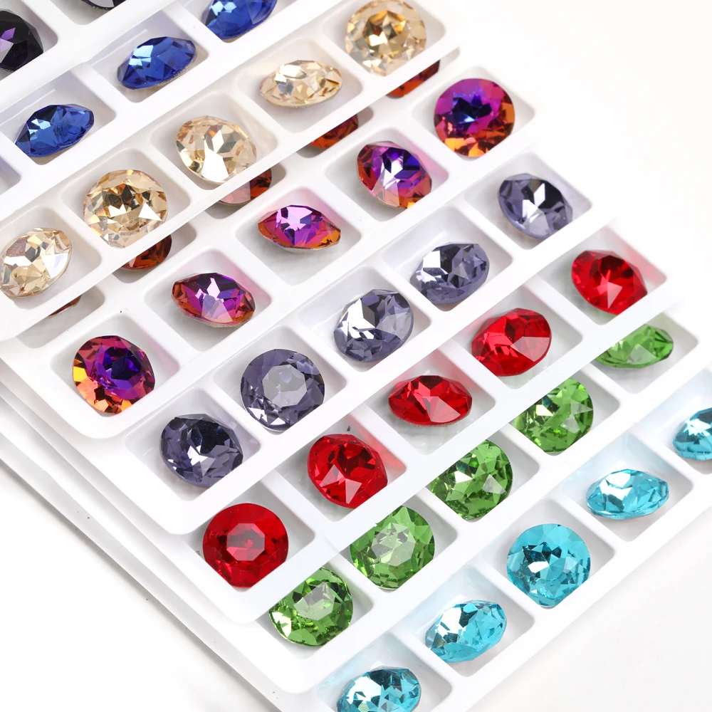10mm Round Nail Charms Glass Rhinestones For Jewelry Making Pointback Loose Diamond Gems Crystal Stone for Nails Decoration