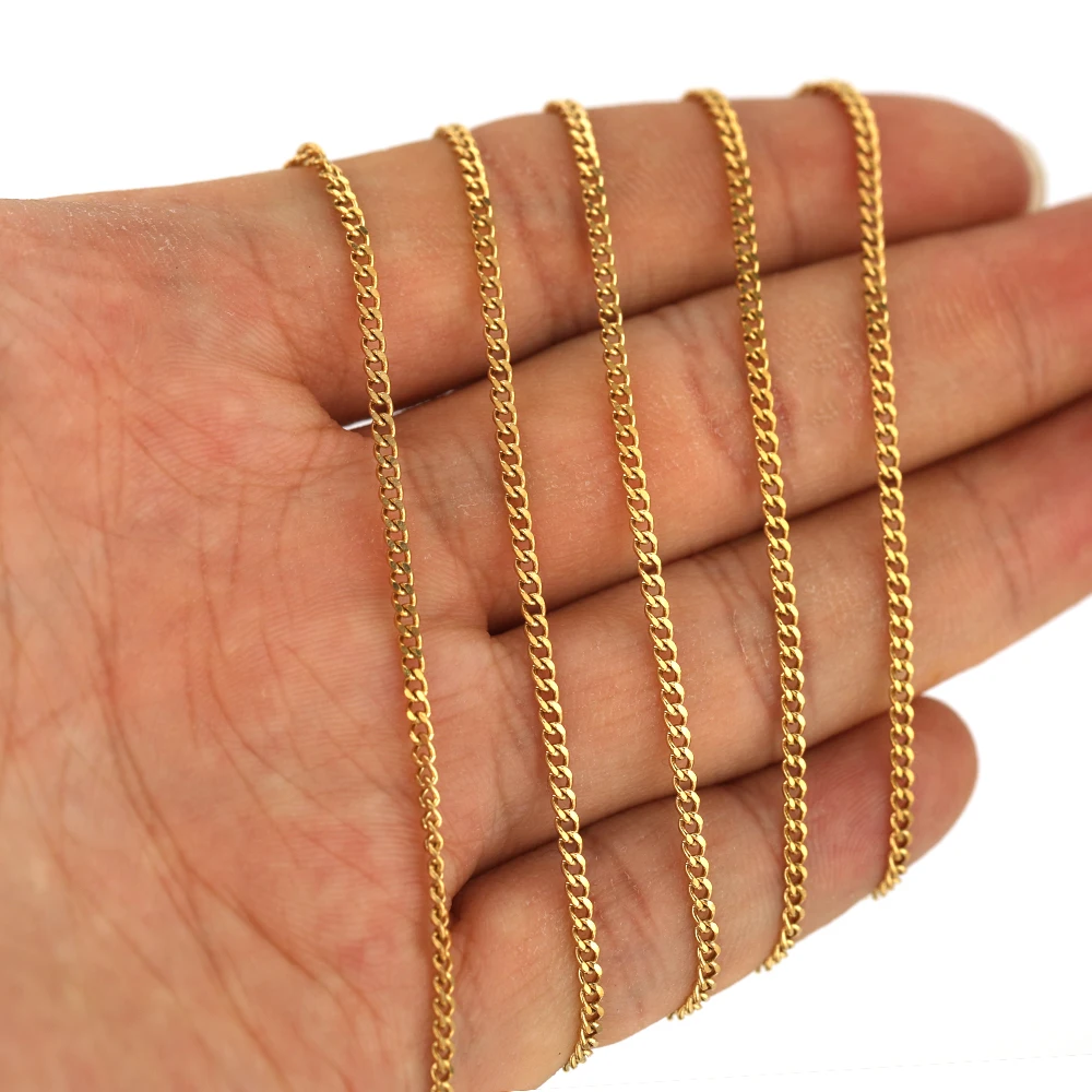 2 Meters Stainless Steel Gold Color Curb Cuban Link Chain Chokers for DIY Jewelry Making Necklace Findings Bracelets Body Chains