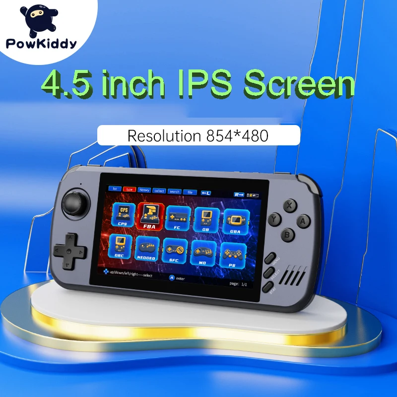 X39 Pro Powkiddy 4.5inch IPS Screen Handheld Game Console Gamepads TV Connection Rocker Arcade Game Simulator For PS1/GBA/FC