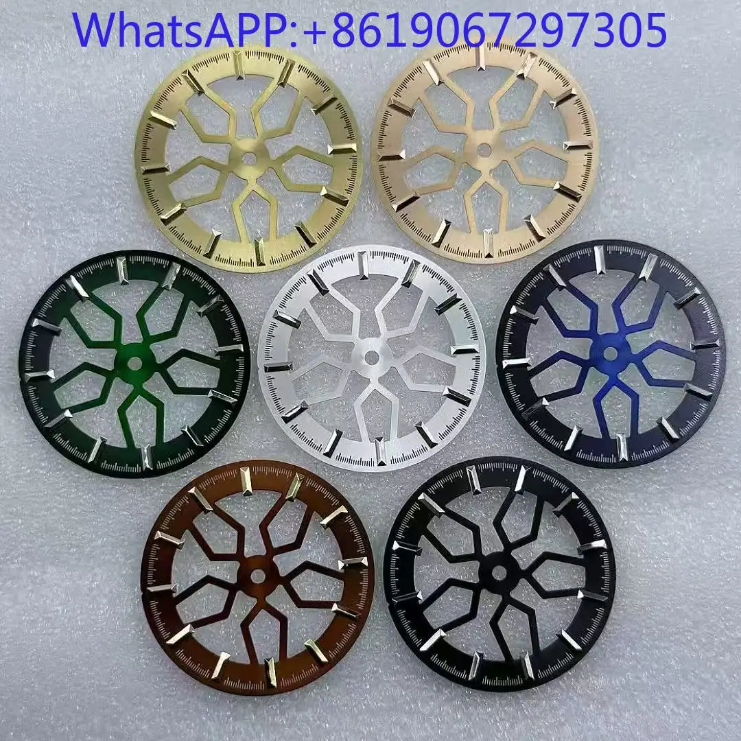 

Новые аксессуары для часов, буквальный циферблат с полой костью колеса диаметром 31,8 мм, без светящегося света, подходит для механизма NH70/NH38