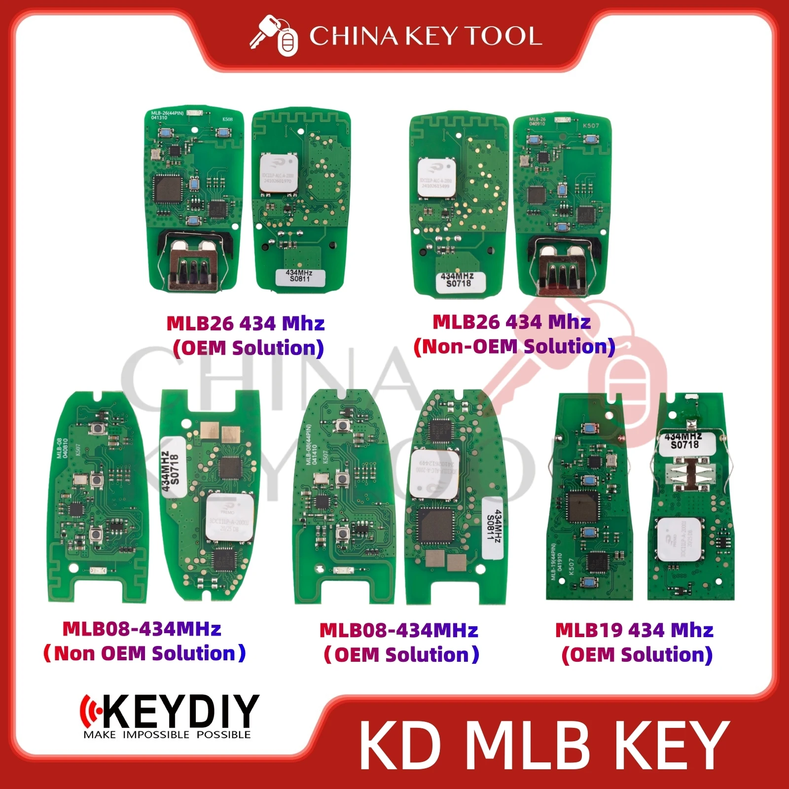 KEYDIY MLB08 MLB19 MLB26 434 Mhz OEM Solution And None-OEM Solution for Porsche Audi Universal Smart Key PCB Board With Logo