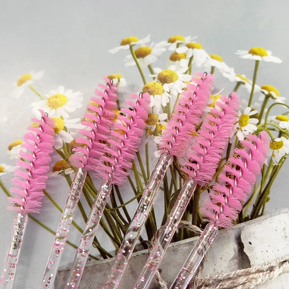 500 قطعة فرشاة ماكياج رمش المتاح كريستال الماس مقبض عصي الماسكارا رمش تمديد أداة Spoolie الصولجانات ل الماسكارا #4