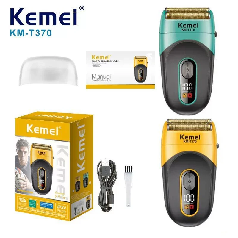 Kemei  Shaving Machine Men Beard Trimmer Professional Waterproof Electric Foil Shaver Barber 3 Blades USB Charging KM-T370