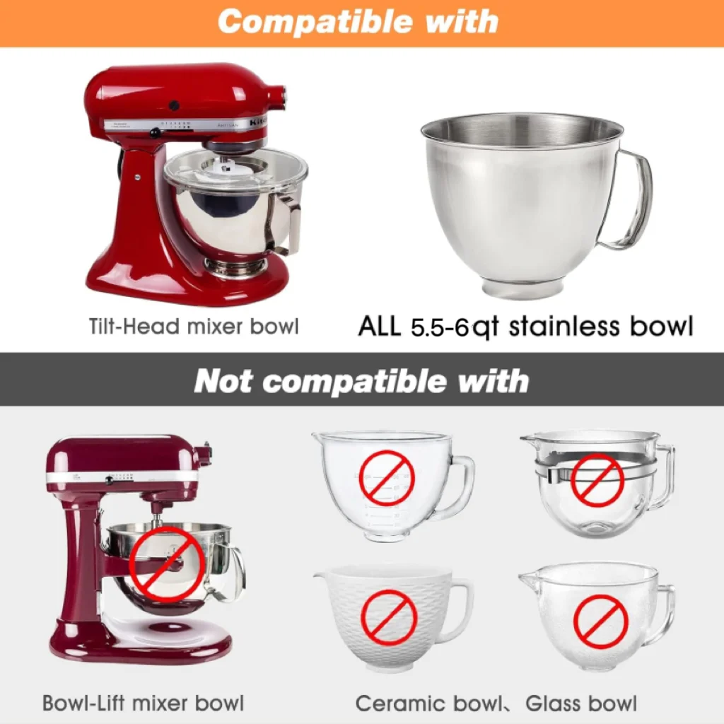 Számára kitchenaid kör 5.5-6qt Negyedrét Dőlt Horgolótű, Pót Fitying ablum, Turmixgép Folt védelem fedezze kelt Hátráltat ingredien