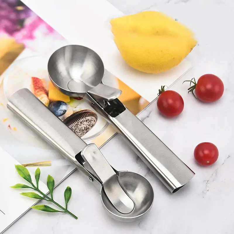 Stainless Steel Ice Cream Scoop Multi Functional Fruit Ball Spoon Kitchen Dessert Scooping Tool