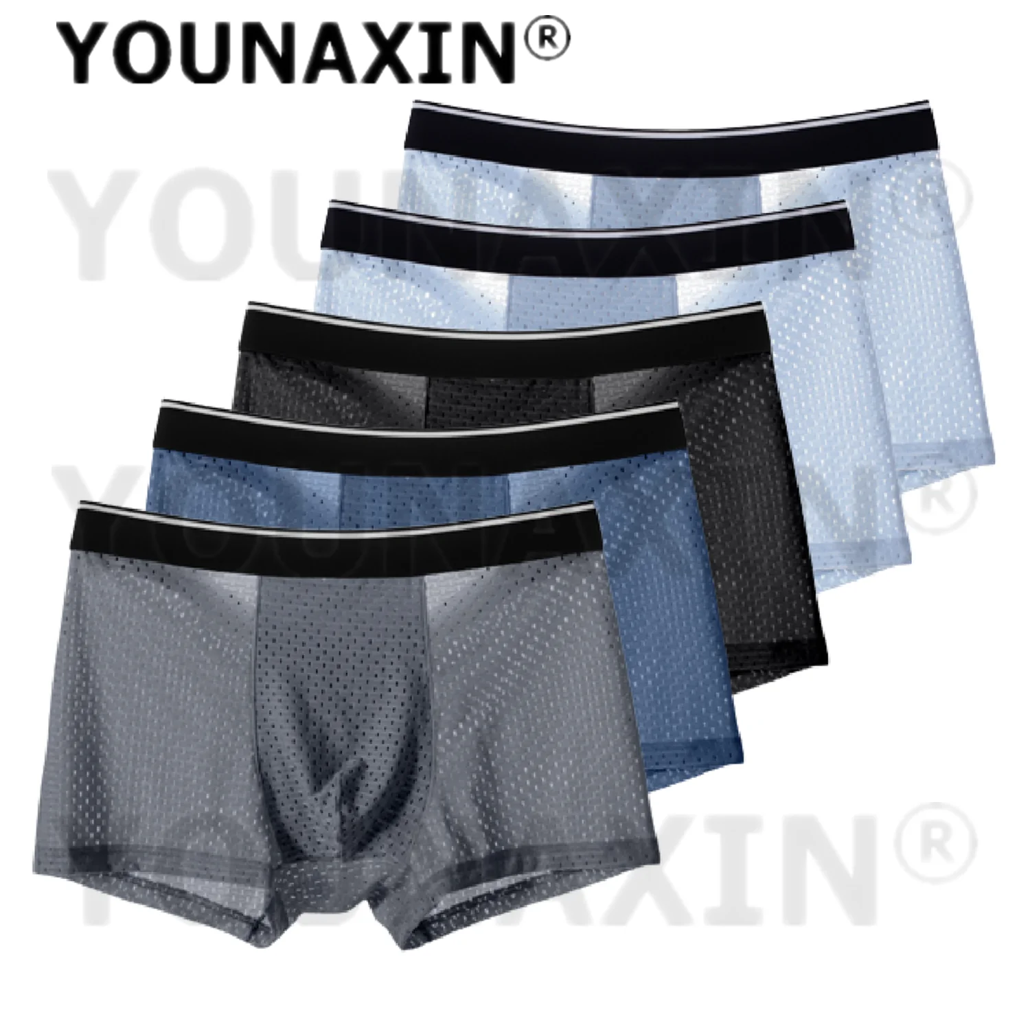 

5 Pcs Big Size Men Underwear Ice Silk Breathable Boxer Shorts Underpants Large Undies Panties Knickers L XL 2XL 3XL 4XL 5XL