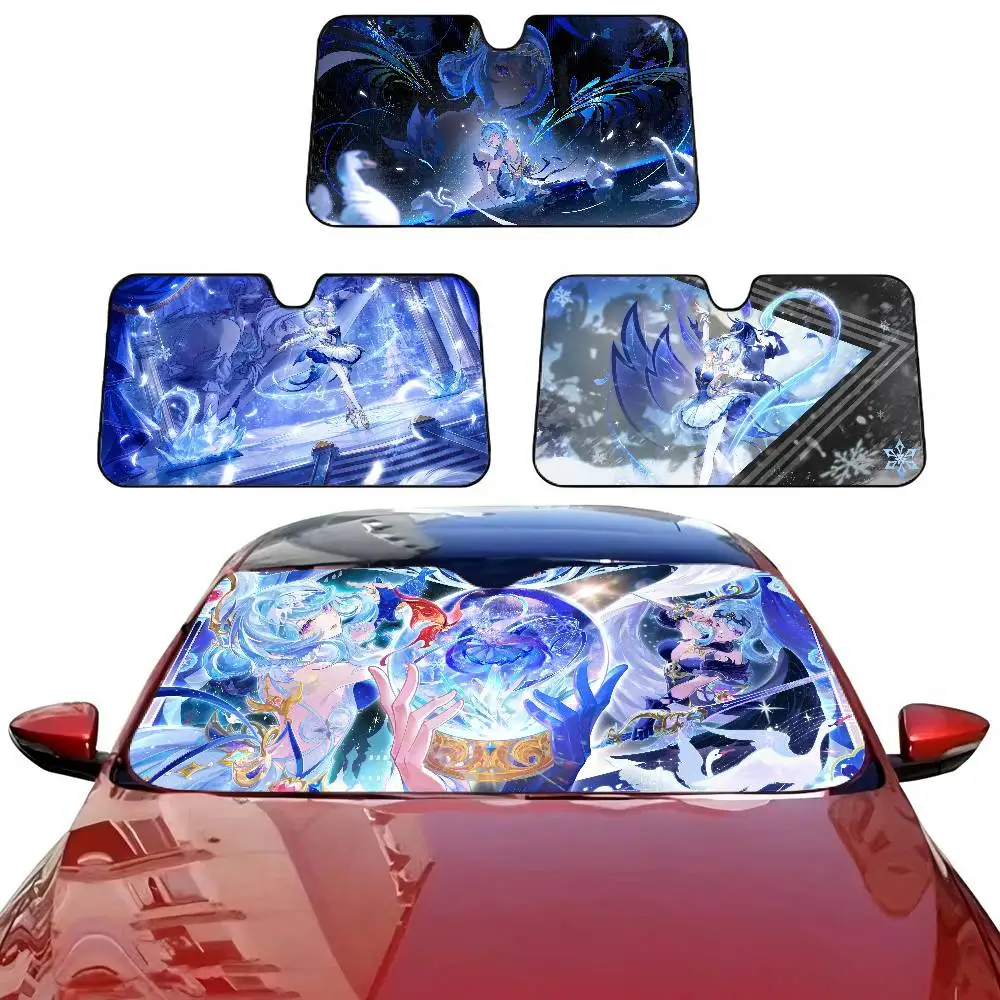 Genshin Impact Odette Spessiva Car Windshield Sun Shade Foldable Car Front Covers Car Sunshade for Car Accessories Blocks Uv