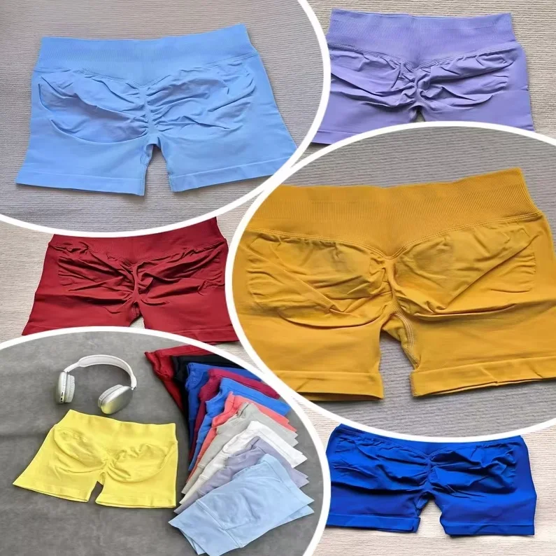 Women's high-waisted yoga pants fitness pants summer new high-elastic fitness training peach hip lift sports three-point shorts