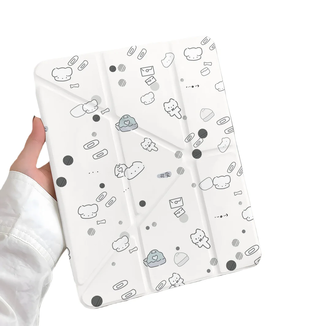 Line Kitten Pen Slot Tablet Case For Mini 7 6 iPad Pro 2024 2022 2021 2020 2019 2018 2017 11 10 9 8 7 6 5 Air7 6 5 4 3 2 1 Cover