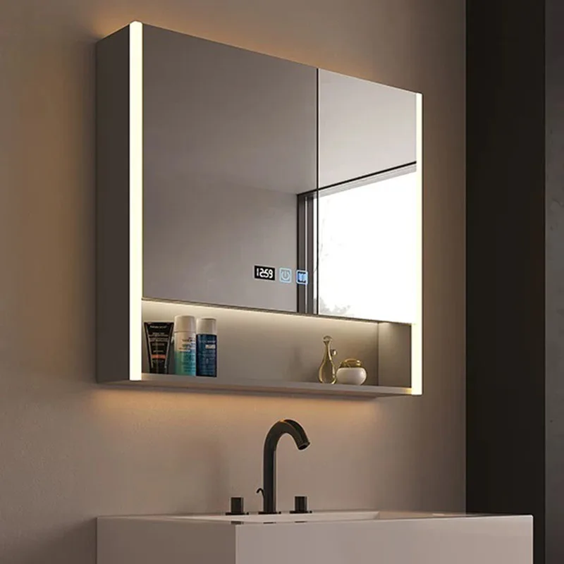 Luxury Modern Bathroom Cabinet Wooden Decorations Display Makeup Shelves Cupboard Mirror Organizer Gabinete Salon Furniture