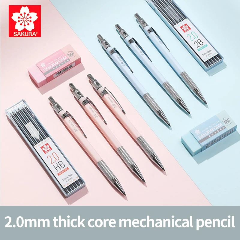 

Sakura 2.0mm Metal Mechanical Pencil Painting with Black Lead Refills Sketching Writing For Students School Pen Art Stationery