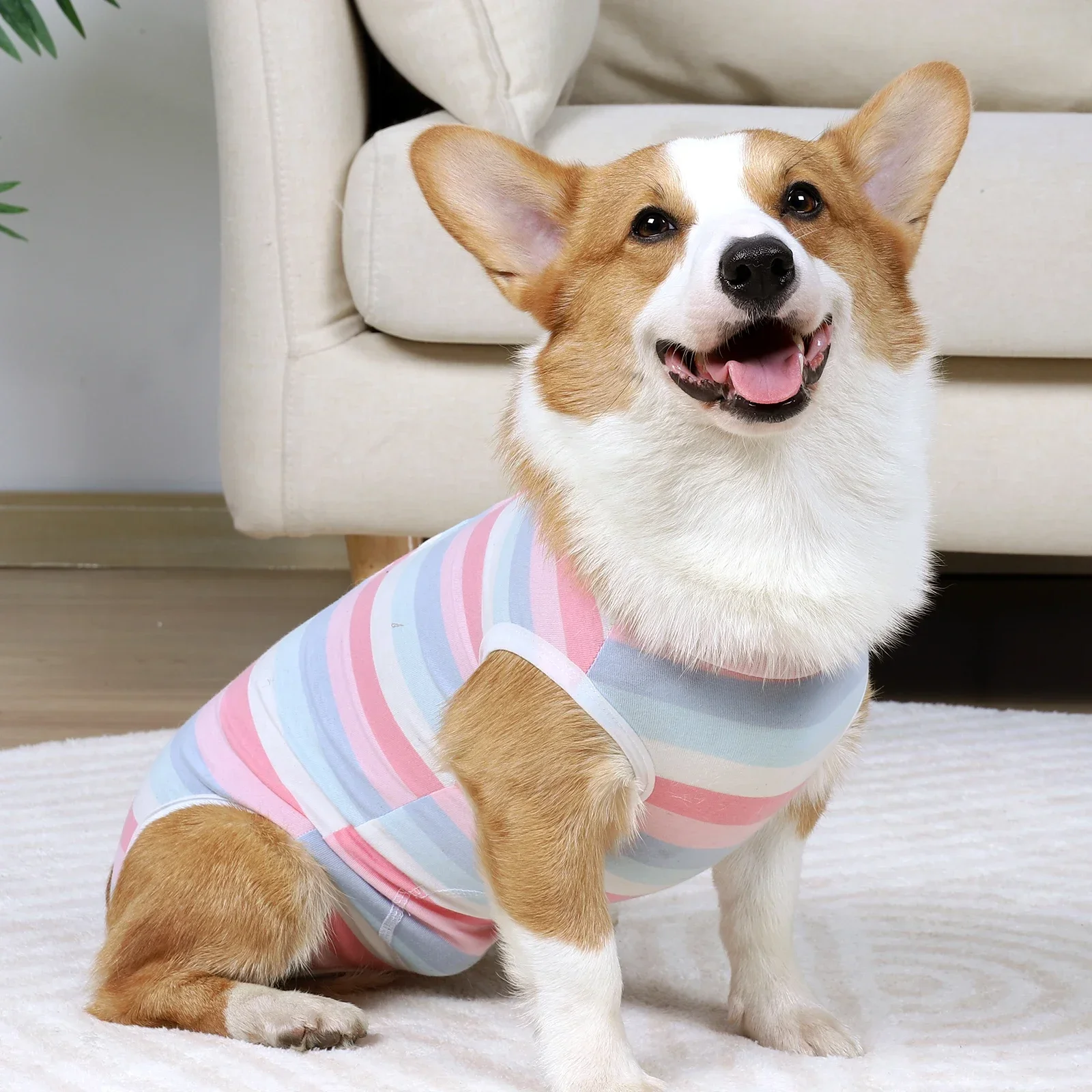 

New Summer Dog Clothes Small and Medium Dog Neutering Clothing Postoperative Belly Protection Clothes Thin Breathable Clothing