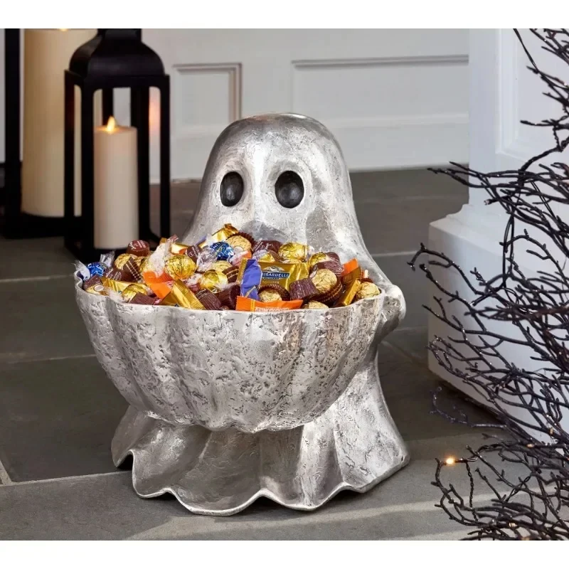 

Hot Selling Aluminum Halloween Ghost Candy Bowl Wholale Price High Quality Ize Den &Shape Silver Color Home Decor