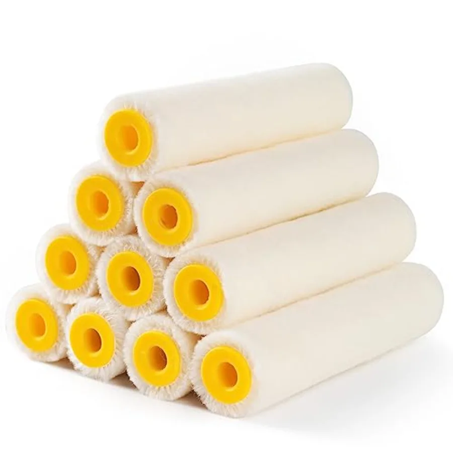 Mister Rui Paint Roller, 4 Inch Paint Roller Wool Blend, 10 Pack, 4mm Short Nap, Small Paint Roller Covers, Reusable Mini Paint
