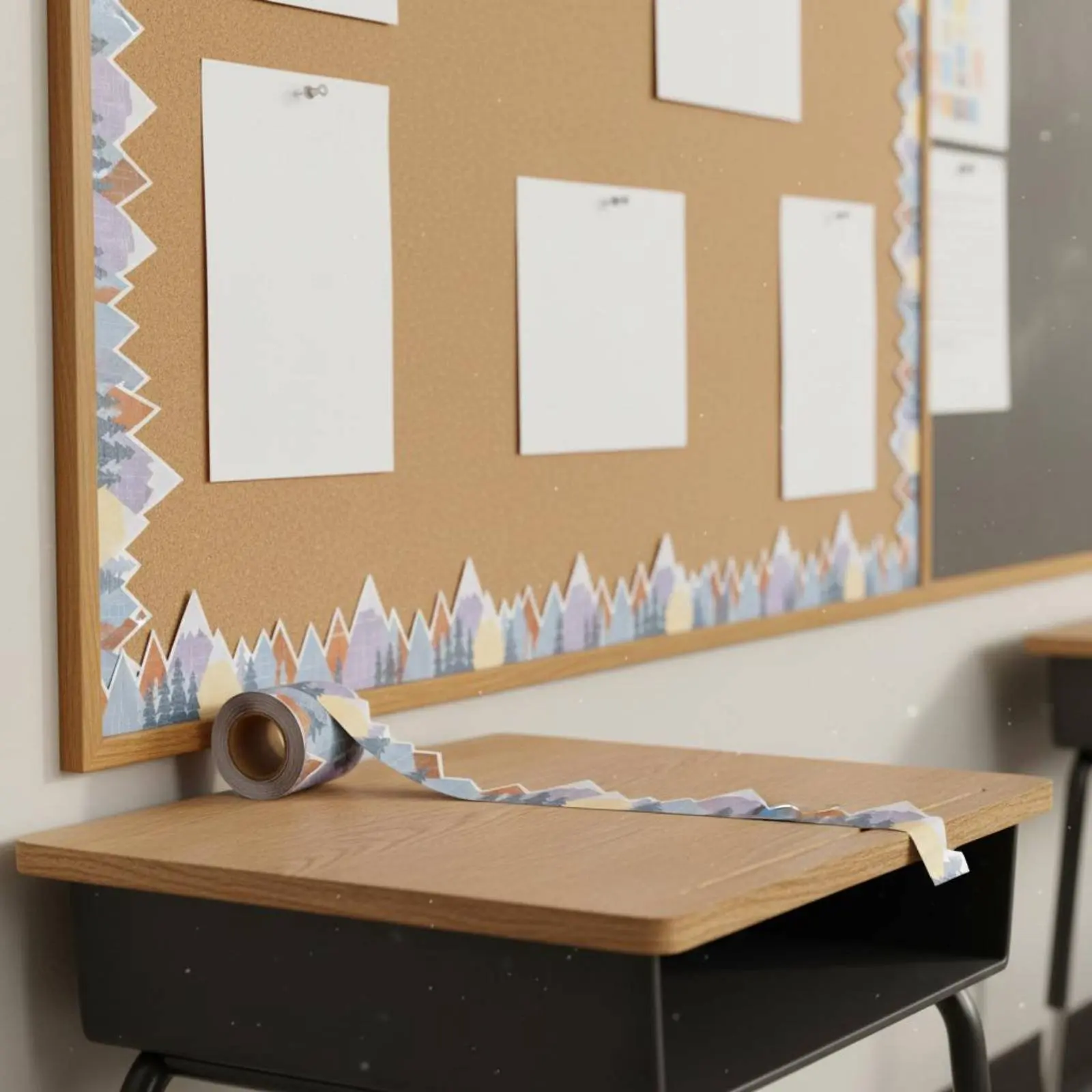 Blackboard Border Sticker Self Adhesive Woodland Border Tape Classroom Decor Chalkboard Look Decorative for School