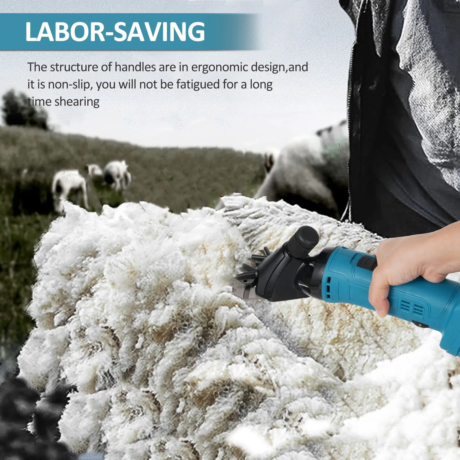 9-Tooth 6-Speed Adjustable Lithium-ion Wool Shears Set Lithium-ion Shaving Machine Shearing Machine Used for Shearing Animals