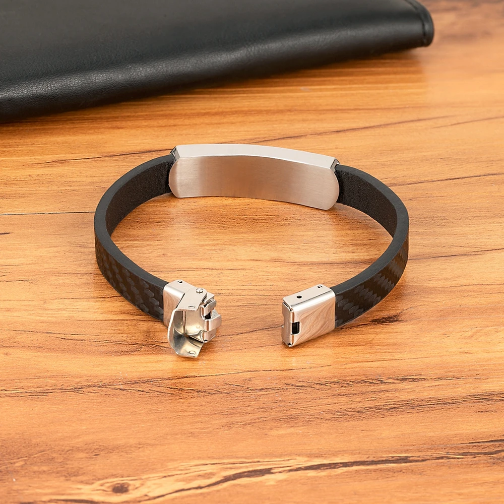 XQNI Men\'s Leather Bracelet Jewelry Bangles Handmade Stainless Steel Jewelry Accessories for Man Bussiness Charm Bracelet