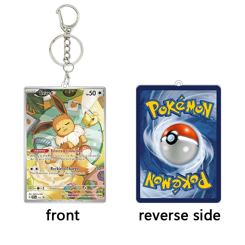 

PTCG Acrylic Keychain Miltank AR Eevee Black Star Promo Illustration Rare Cards Decor Keyring Skwovet Ralts Fidough Rotom Gift