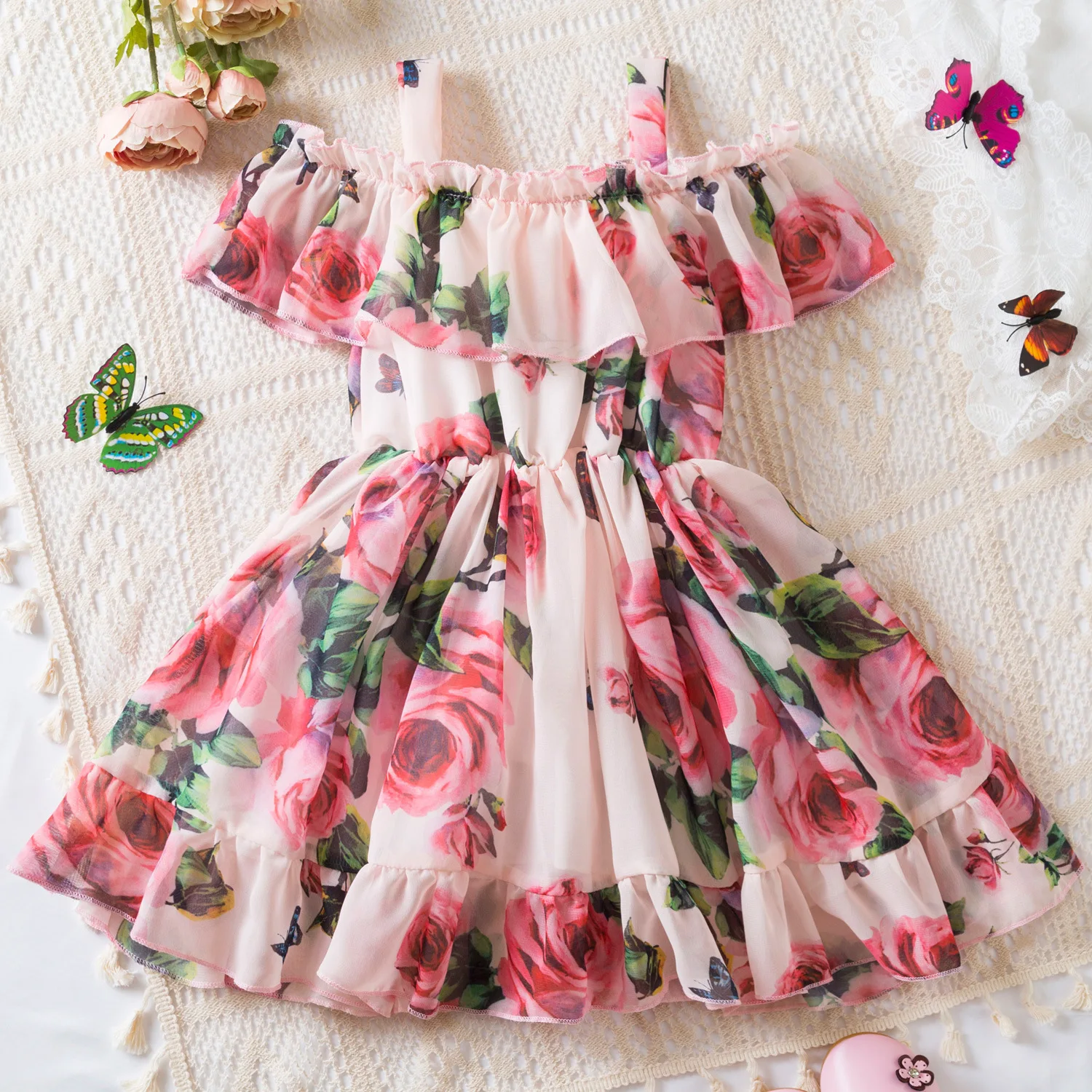 Summer Dress For Girls 2 3 6 Yrs 2024 New Casual Baby Clothes Birthday Party Princess Chiffon Dress Tule Summer Kid Clothes