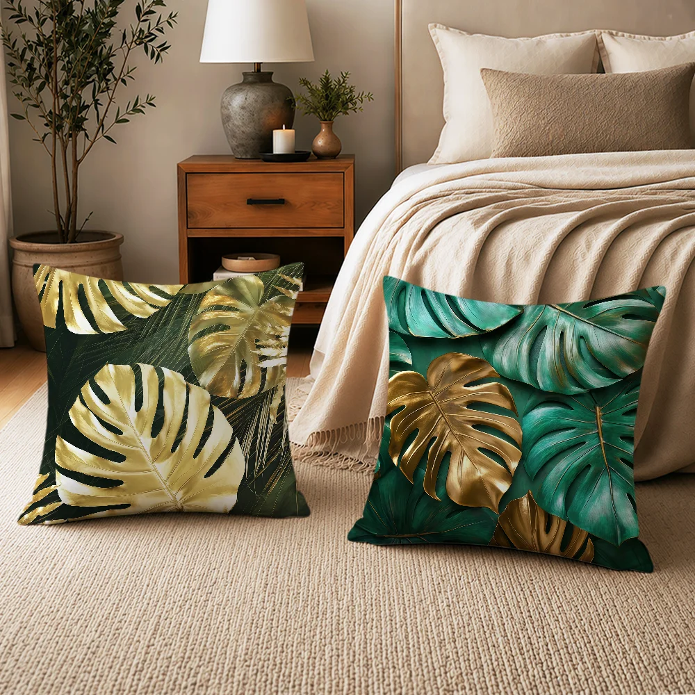 Monstera Palm Leaf Tropical Foliage Cushion Cover Abstract French Style for Living Room Sofa Home Car Club Balcony Decor hogar