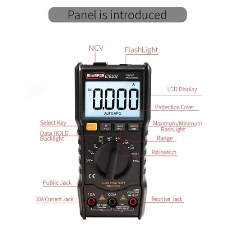 WINAPEX 6000 Counts Auto Rang True RMS Digital Multimeter DC AC Current Voltage NCV Diode Duty Hz Capacitance Continuity Test