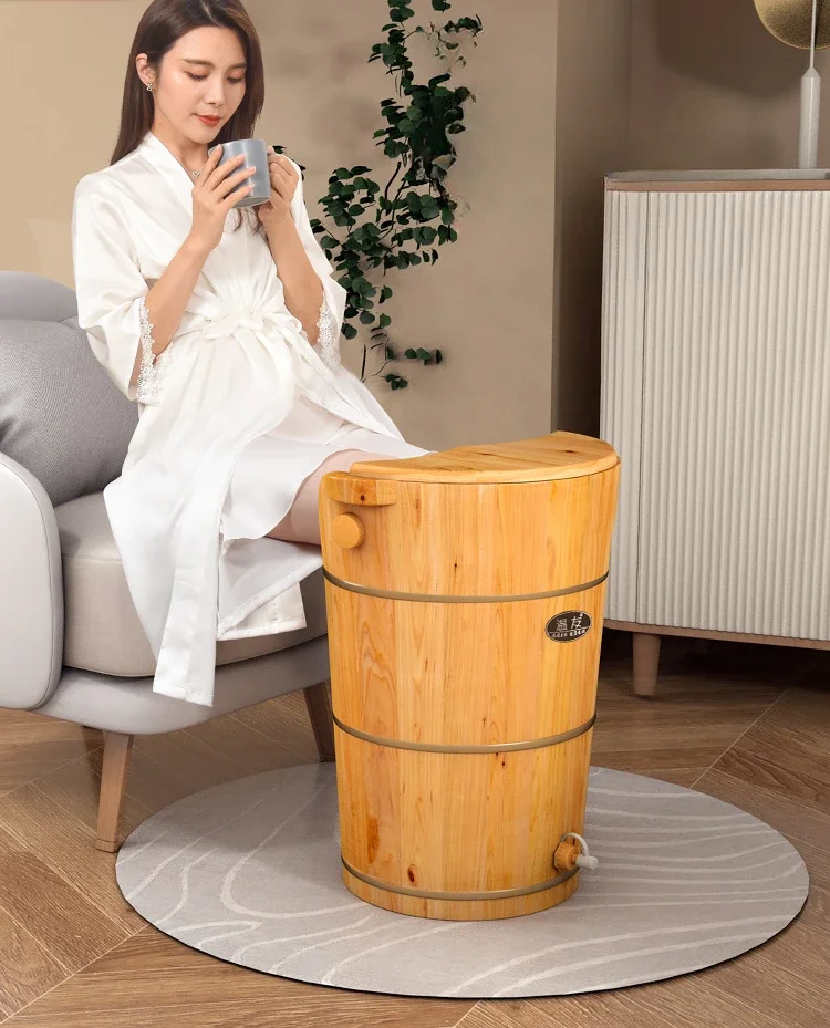 Foot bucket Over knee heating Fumigation wooden bucket Insulation foot bath bucket Wood