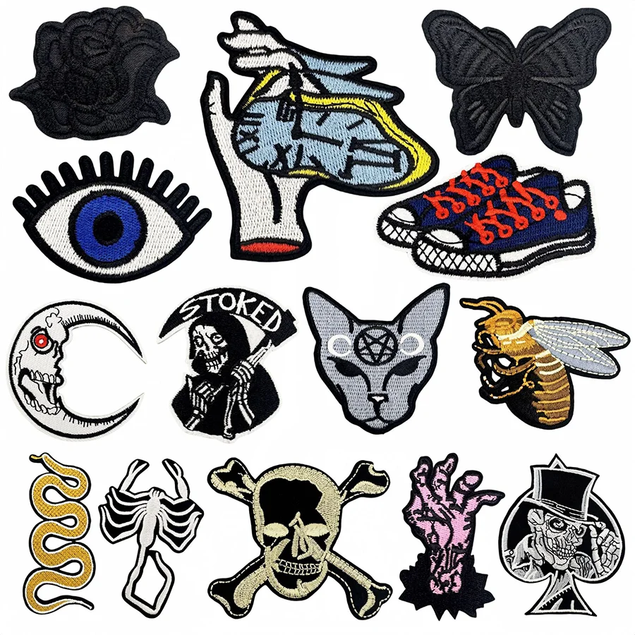 Cartoon Punk Skull Embroidered Patch Sew On/Iron On For Jacket,Backpack and Hoodie