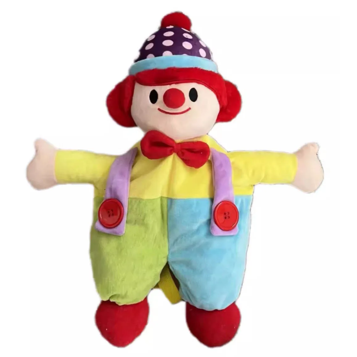 Circus Clown Backpack Shoulder Bag Package Soft Plush Toy Stuffed Doll Cartoon Children Christmas Present Boy Girl Birthday Gift