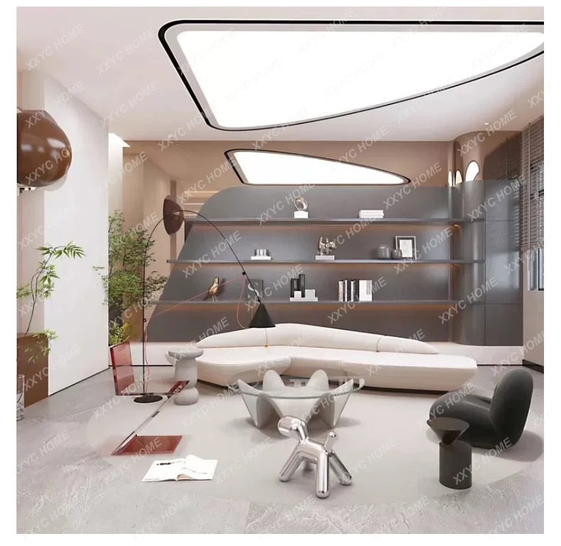 

X40 Design Modern Living Room Fiberglass Special-shaped Coffee Table Household Simple Round Coffee Table