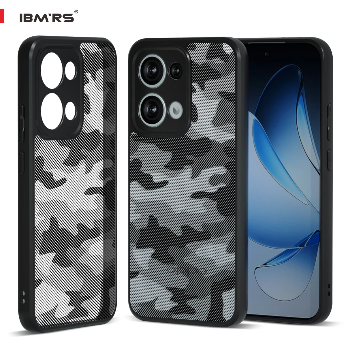 IBMRS for Oppo Reno13 Phone Case,ultra-sleek,raised edges protect camera & screen- Black camo