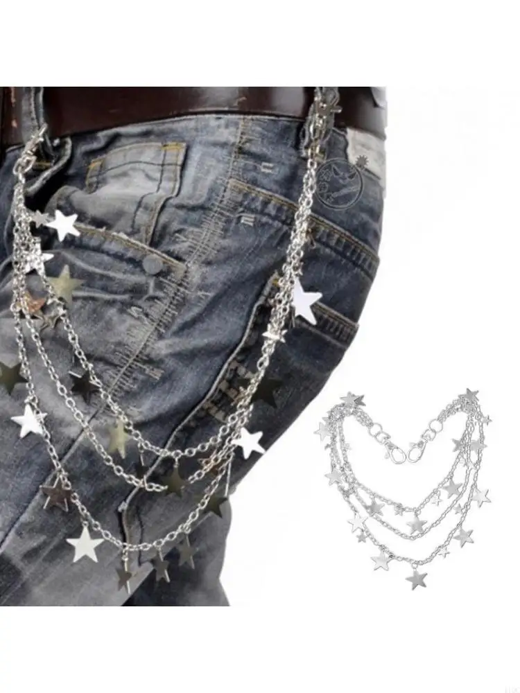 Multilayer Star Jeans Pants Chain Pocket Waist Chain Street Hip Hop Jean Chain 