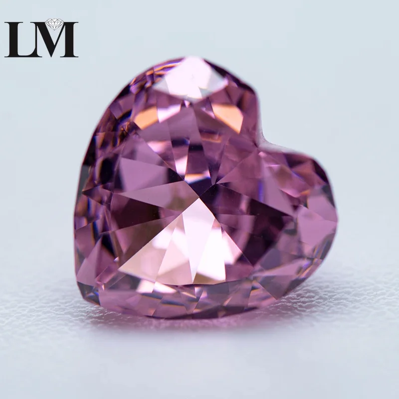 

Cubic Zirconia Stone Dark Pink Color 5A Grade Heart Shape 4k Crushed Ice Cut Lab Zircon Stones For DIY Jewelry Making Materials