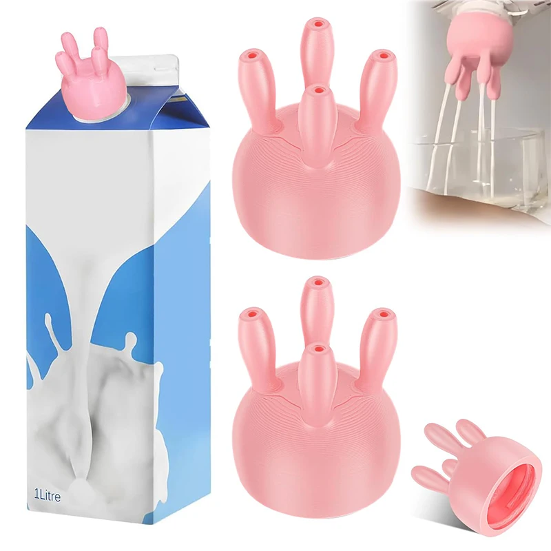 2025 Upgrade PP Cow Udder Milk Carton Cap 3D Printing Funny Pouring Milk Bottle Cap Reusable Boxed Milk Diverter JT422