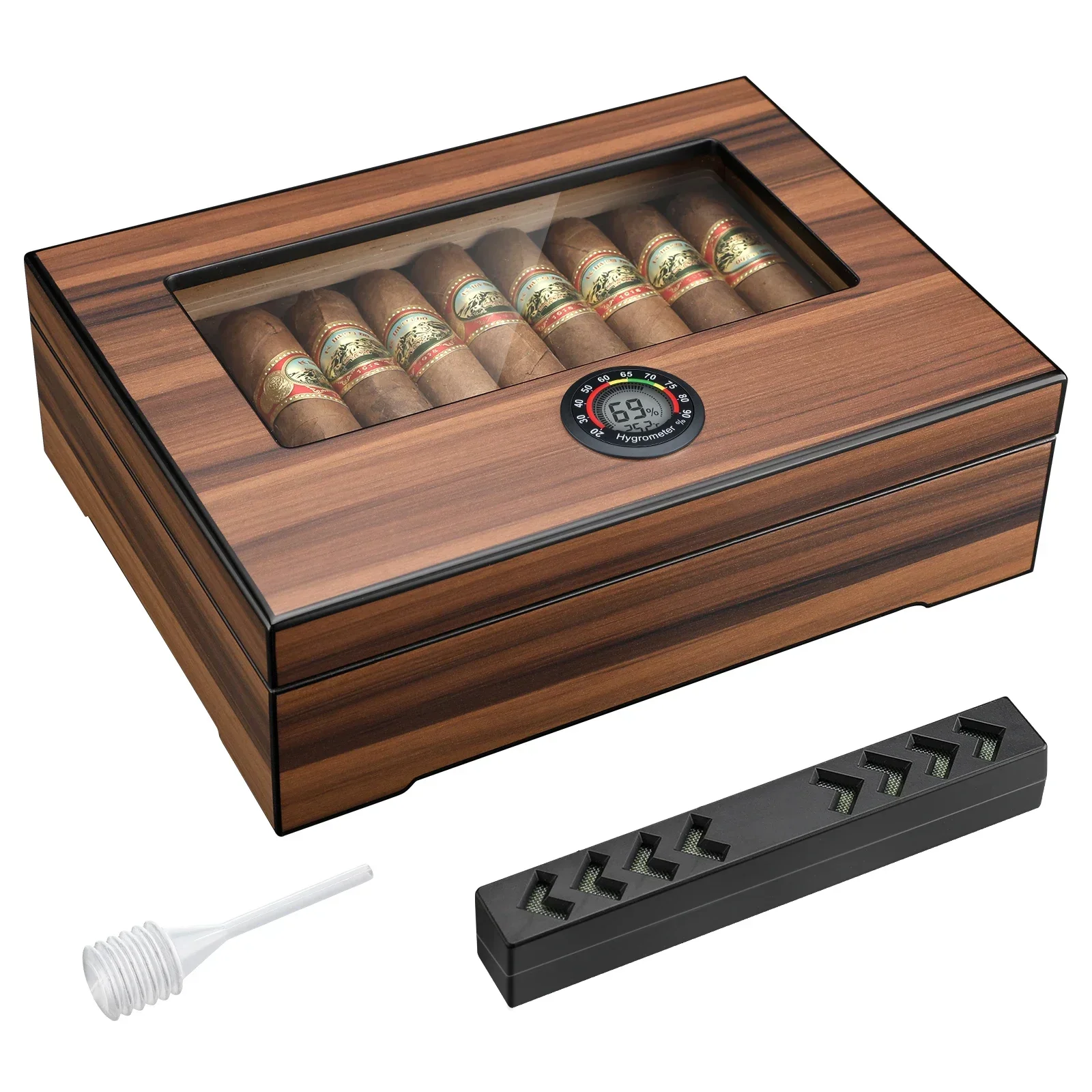 Cigar Humidor Box Case with Humidifier and Hygrometer, Cedar Wood Cigar Box with Divider,Gifts Accessories for Men