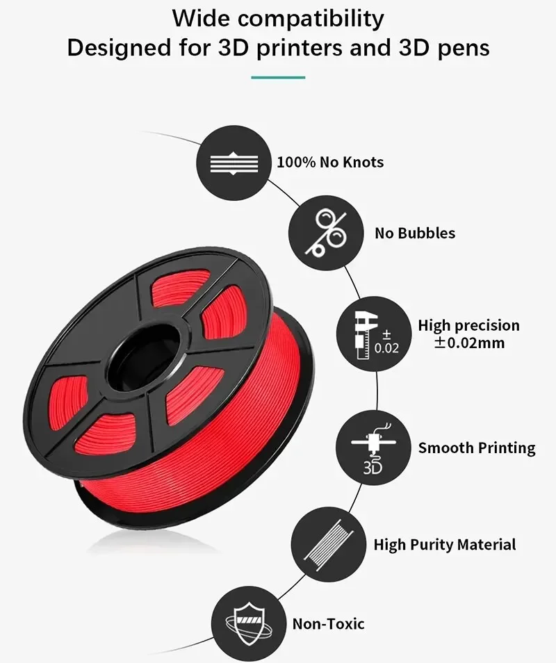 3D Printer PLA Filament 1.75mm 1KG High Quality Toughness 3D Printing Wire Material Standard 1Roll/KG