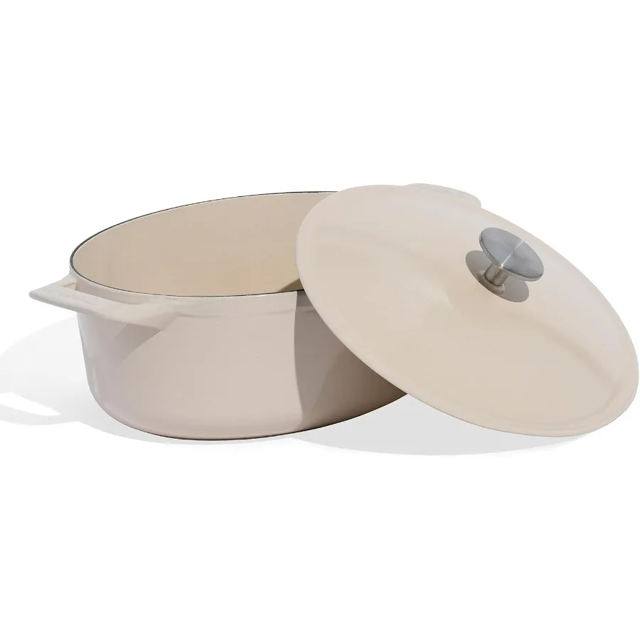 

Посуда — овальная голландская духовка, 7,5 литра — лен — эмалированный чугун — изысканное сохранение тепла и долговечность — профессиональная варочная посуда