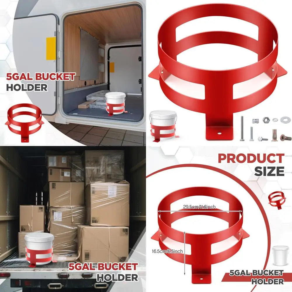 

2 шт. 5-галонный держатель ведра 11,6 x 6,5 дюймов, красный держатель ведра, крепление для автофургона, грузовика, тележки