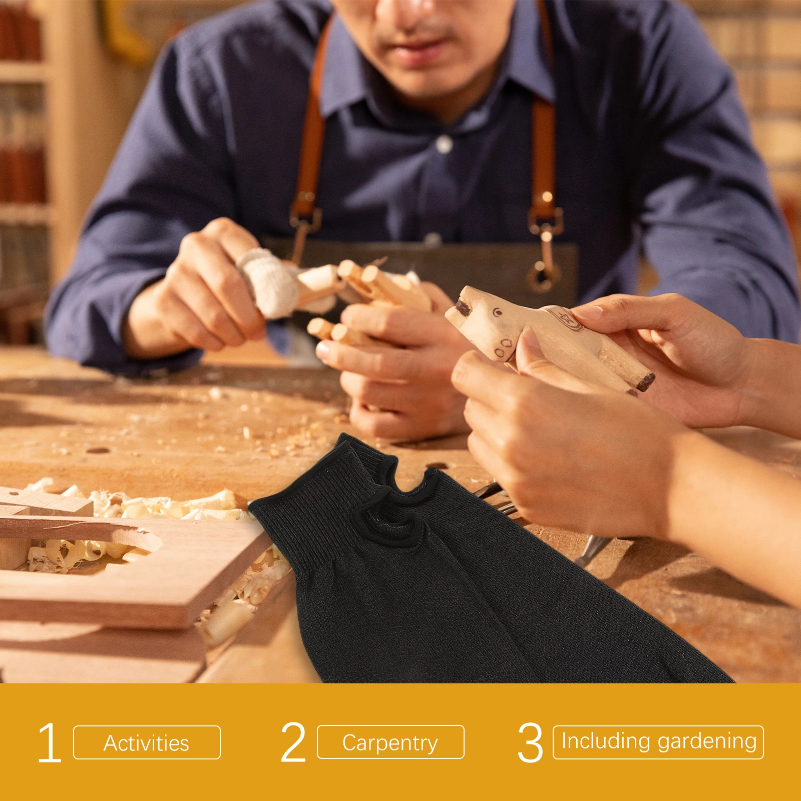 

2 Pairs Cut Resistant Arm Protection Sleeves Forearm Guards Bite Proof Thumb Hole Black Grey 45cm Labor Safety