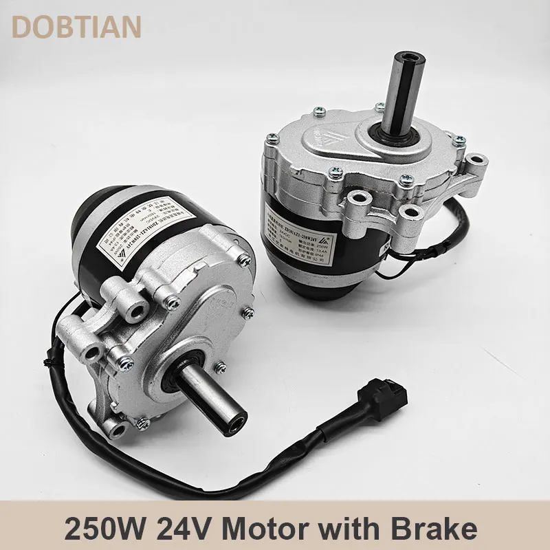 24V 250W 75/120rpm Low Speed DC Brush Motor with Electromagnetic Brake Reduction Electric Vehicle Wheelchair Motor