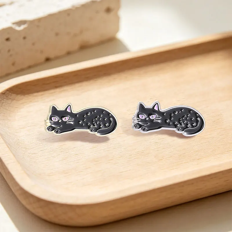 Witch Magic Black Cat Enamel Pin Cartoon Mystical Celestial Star Kitten Animal Brooches Lapel  Badge Fashion Jewelry Gifts
