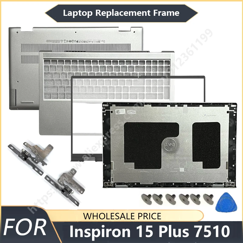 

NEW For Dell Inspiron 15 Plus 7510 Laptop LCD Back Cover Front Bezel Palmrest Bottom Case replacement parts Shell Hinge