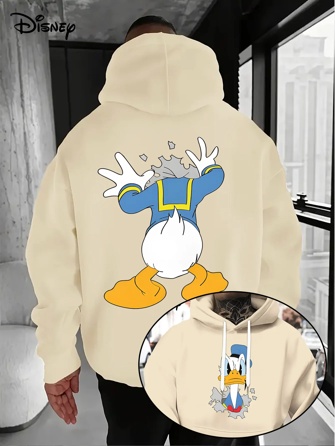 メンズ ディズニー ドナルドダック クリスマス パーカー ファッション オーバーサイズ ユニセックス スウェットシャツ 秋と冬 フリース カジュアル 多用途