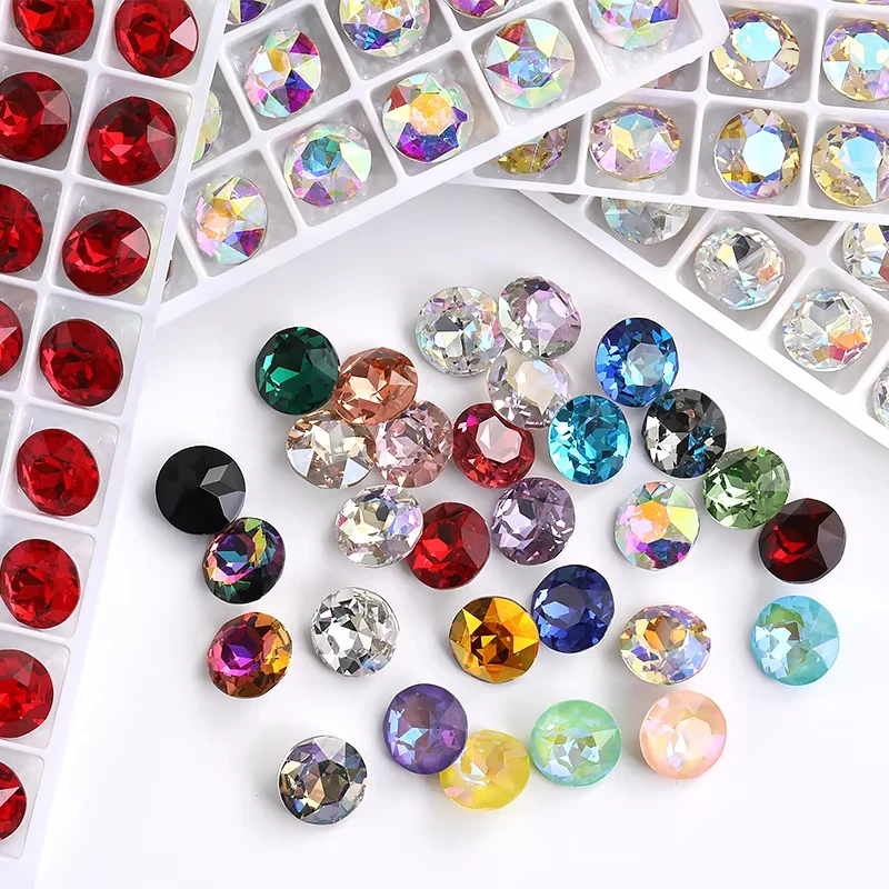 Round Rhinestones K9 Glass Crystals Gems Accessories Diy Jewelry Making Gemstones Glitter Pointback Stone Bulk Wholesale Crystal