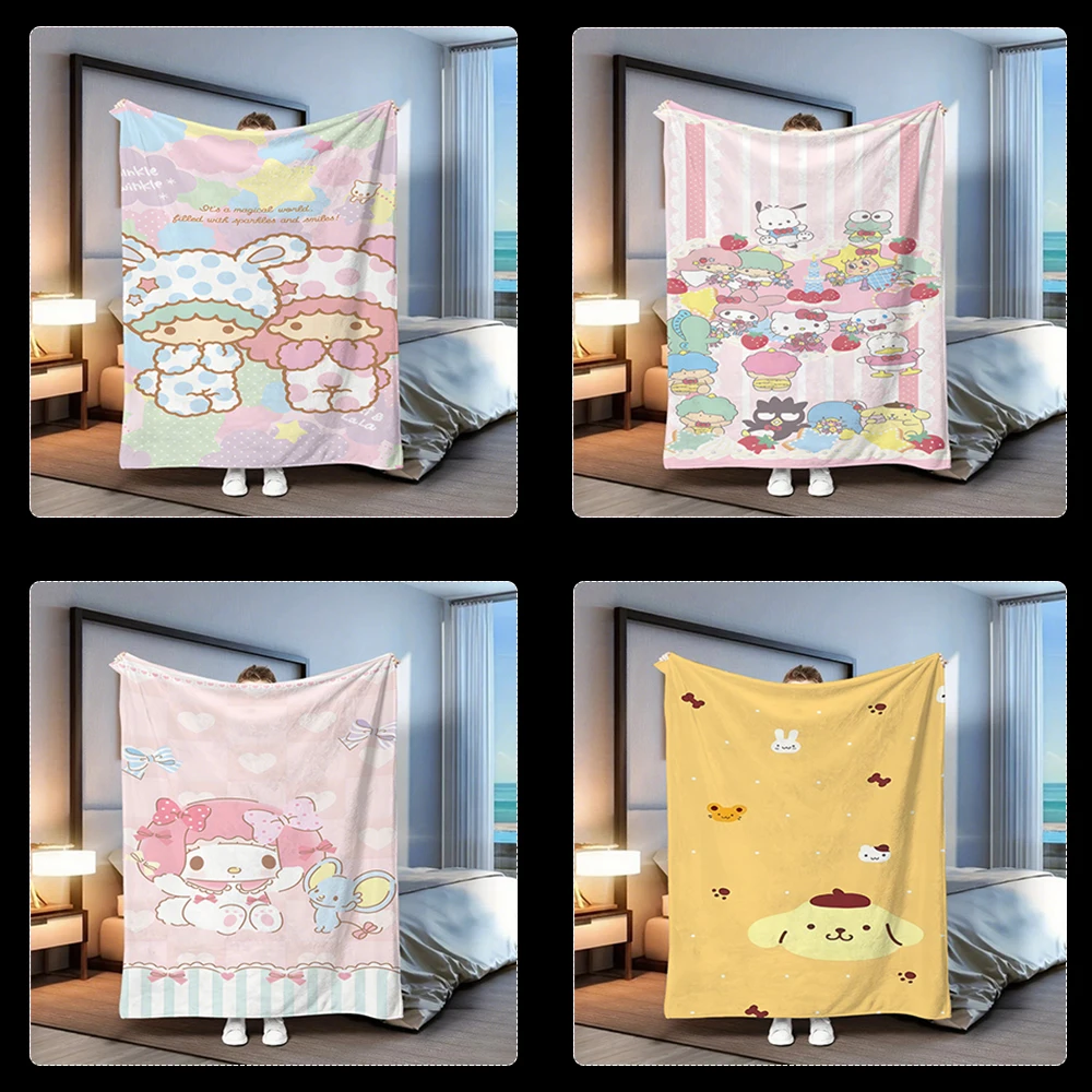 

Colorful Cartoon-Patterned BlanketLunch break blanket, multi-purpose blanket for , living room, bedroom, camping and travel