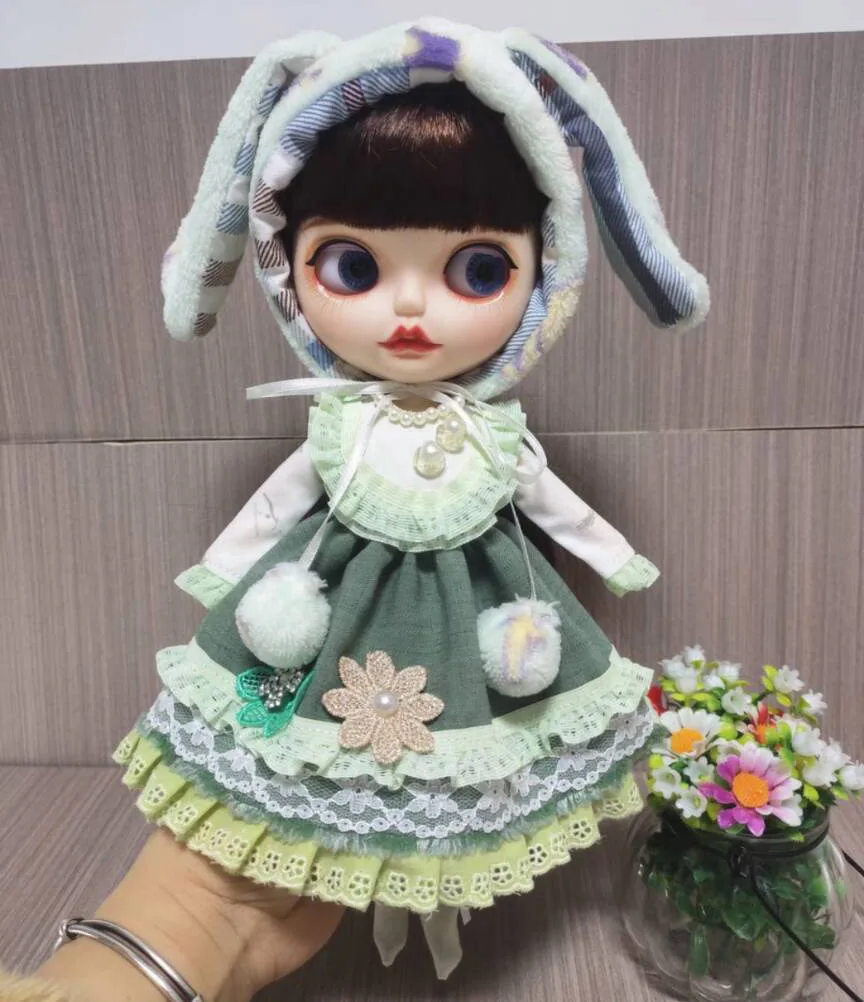 2024 Forest style 3pcs Blythe doll outfit clothe dress Headwear socks 1/6 BJD 30cm for Pullip,Ob22,Ob24, Licca