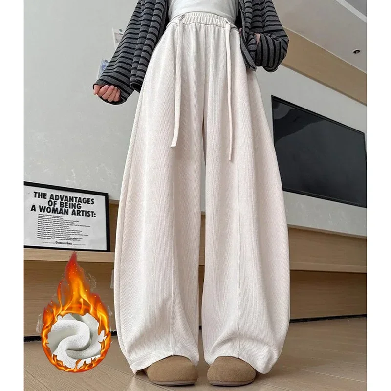 Winter-Jogginghose für Mädchen aus dünnem Fleece, modische, warme Plüsch-Freizeithose für Damen, hohe Taille, thermische Sweatpants für Mädchen – Detail 8