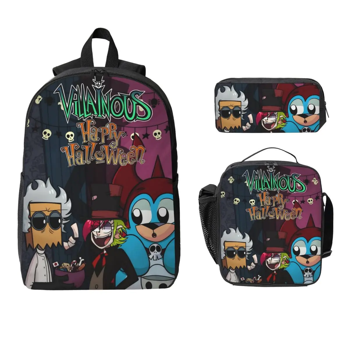Рюкзак Villainous Comdy, коробка для обеда, пеналы для мальчиков и девочек, школьный рюкзак, набор сумок для книг