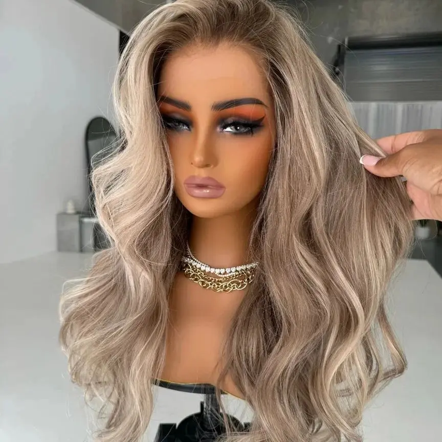 

Синтетический парик омбре серо-коричневый, высококачественный, с кружевной основой, длинный, волнистый, балаяж, недорогие парики со скидкой, женский парик для повседневного использования